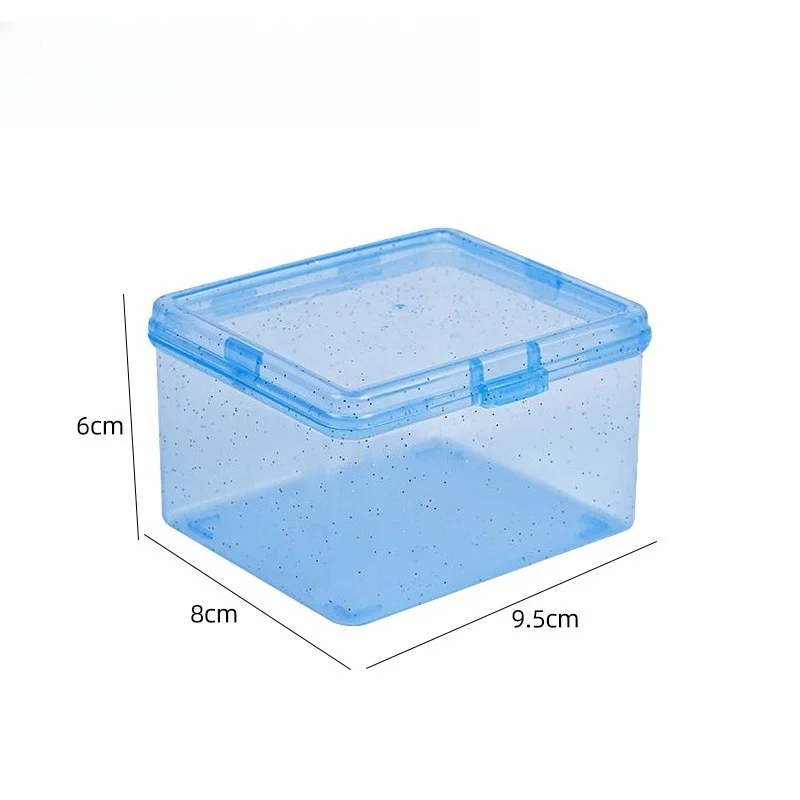 Transparent Glitter Plastic Storage Box Photocards Small Photo Card Box Desk Organizer Box Classification Flip Case Stationery