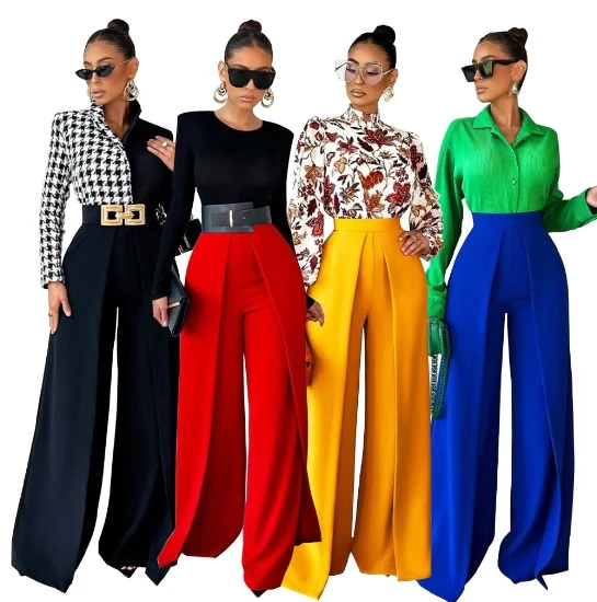 

Hanging loose fit wide leg pants for women, fashionable and casual, solid color wide leg pants, 2024 autumn new women's clothing