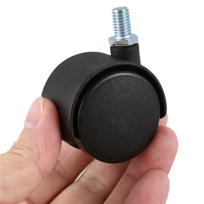 A01F-Plastic Swivel Caster 8Mm Screw Stem 1.5-Inch Dia Wheel 24 Pcs Black
