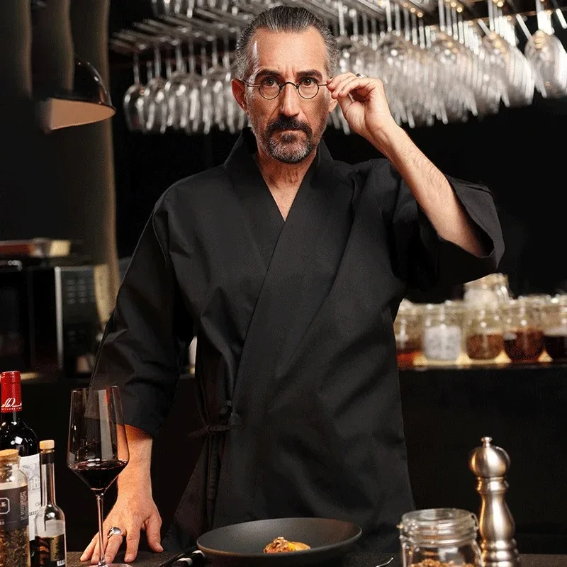 Chaqueta tipo kimono de Chef japonés, uniforme de Chef de restaurante de Sushi Izakaya, ropa de Chef de cocina coreana, Tops de cocina de camarero