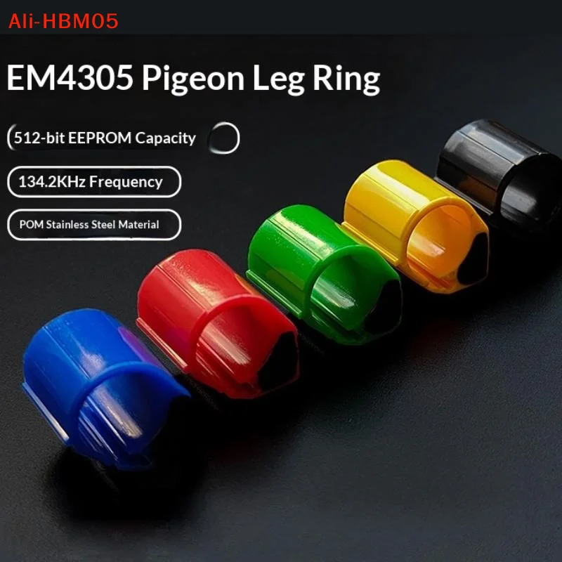 (HB05)5Pc 134.2KHZ EM4305 Chip ID RFID Pigeon Ring Tag Hitag Foot Band Racing Tags ABS Waterproof For Tracking Animal Management