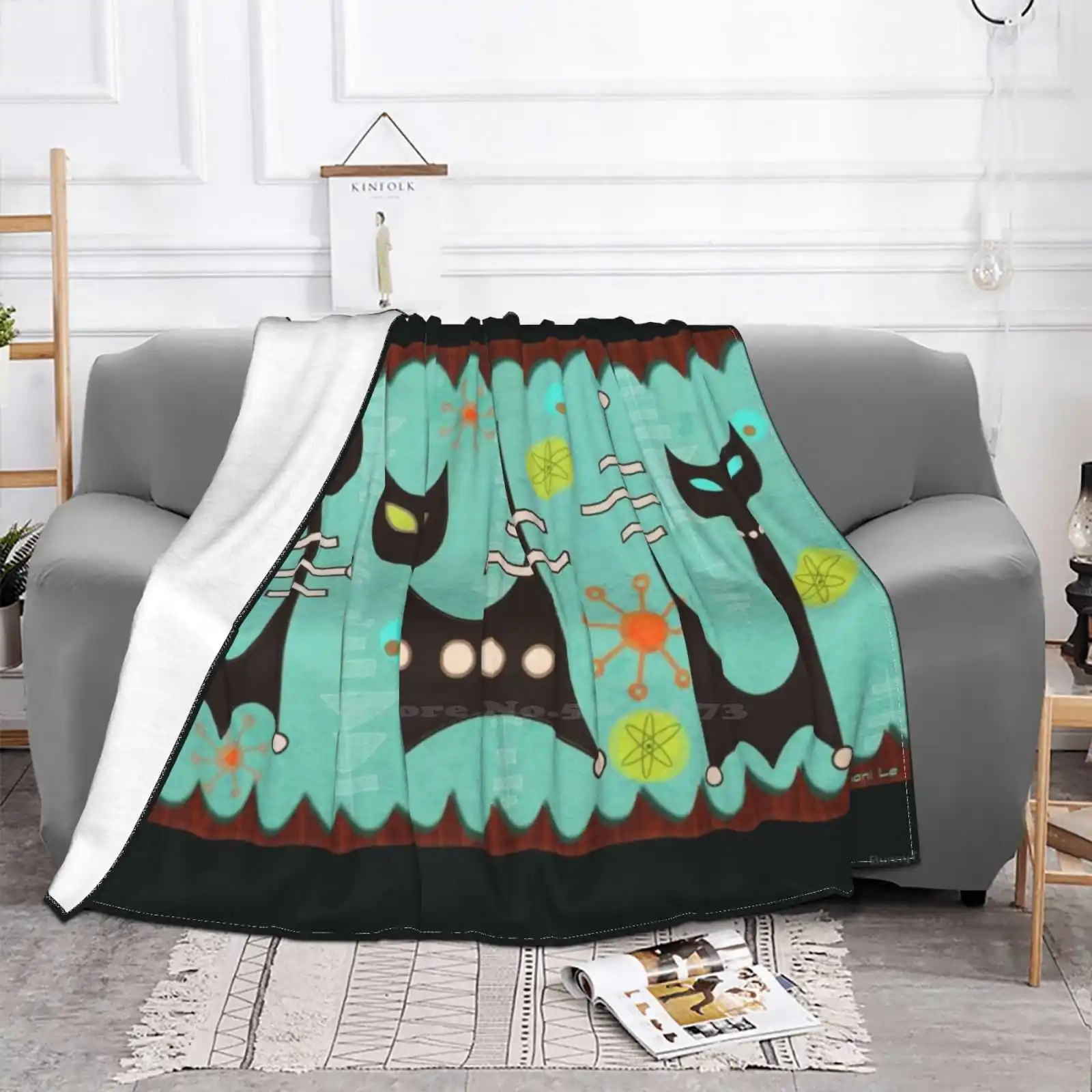 Atomic Cats Trend Style Funny Fashion Soft Throw Blanket Atomic Space Age Cats Kitty Kittens Bachelor Vintage Midcentury Modern