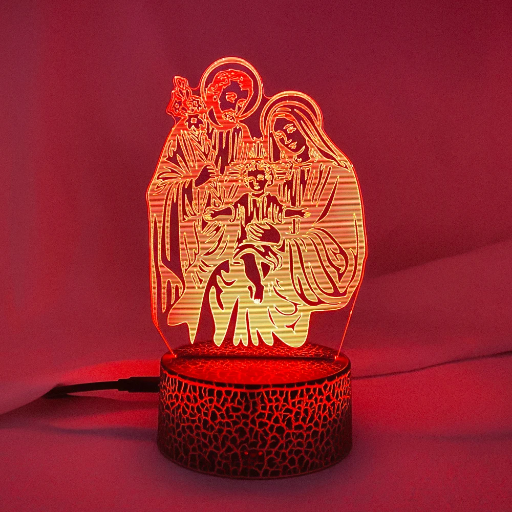 Religious Goddess Angel Jesus Saint 3D Night Light Believer Prayer Best Gift Bedroom Decoration Atmosphere Light LED