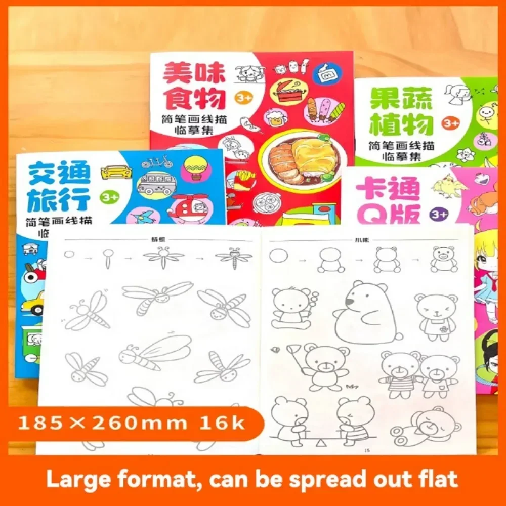 1/2pcs Cartoon Creative Coloring Books Cute 40Pages Food Fruit Hand-Drawn Line Copy Paper for Children Doodle Drawing Sketchbook