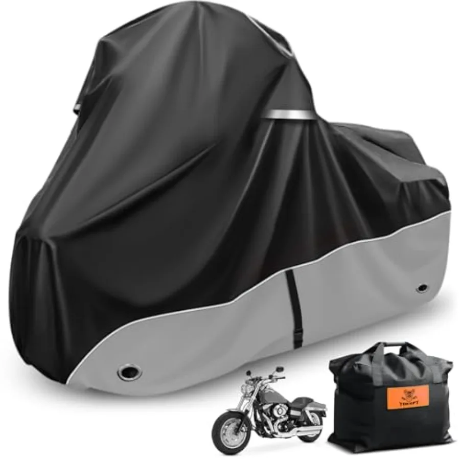 

Motorcycle Cover 420D Heavy Duty All-Season Weatherproof Outdoor Protective Cover, Featuring Ventilation Holes and Night Reflec