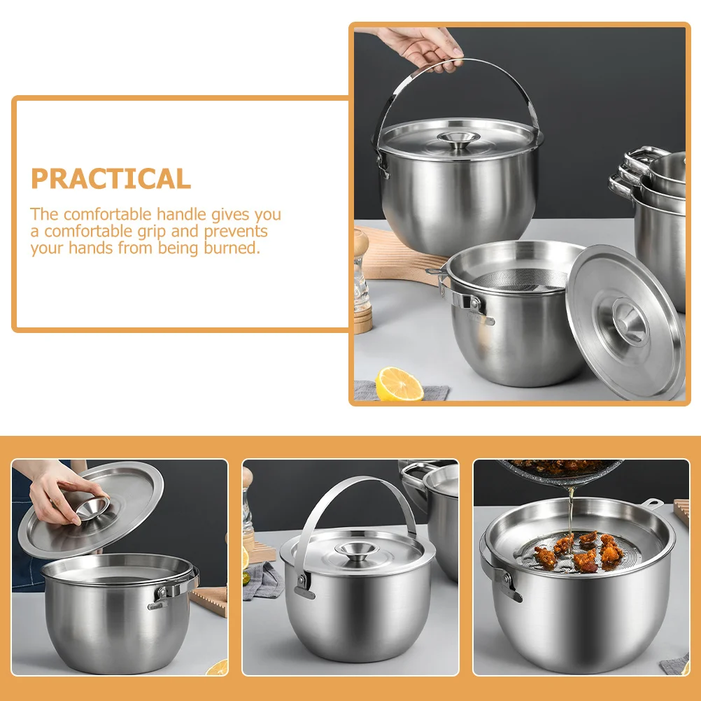 

Stainless Steel Filter Pot With Fine Mesh Strainer For Kitchen Grease Container Oil Storage Jug Cooking Oil Strainer Pot