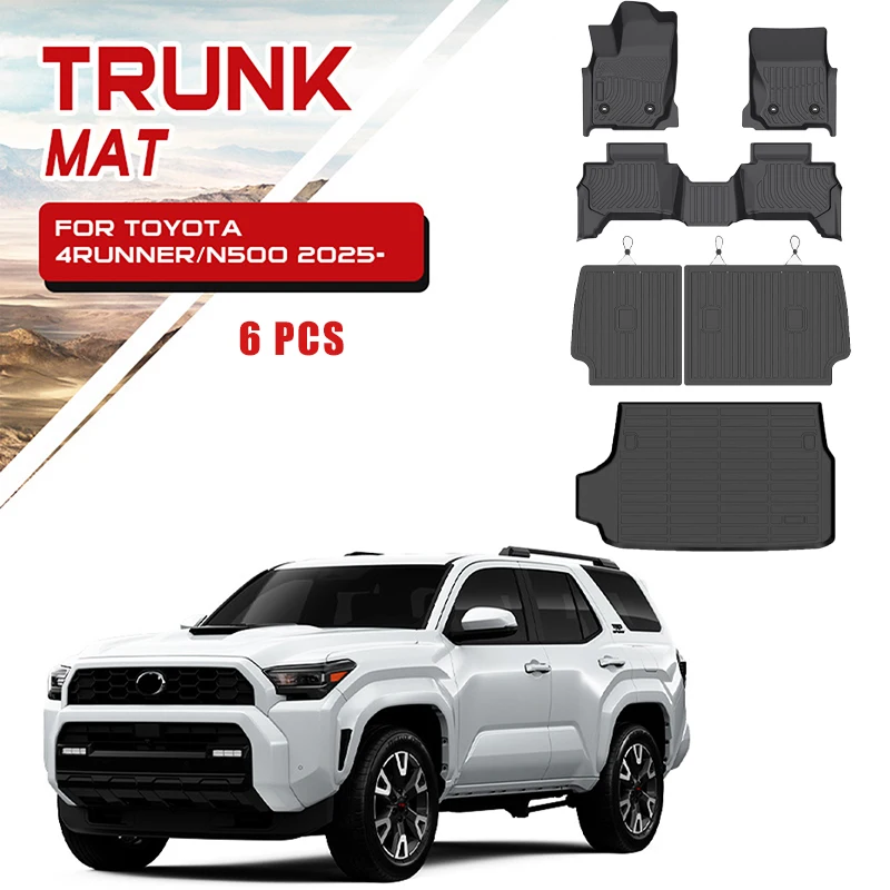Komplette Fußmatten-Sets für Toyota 4Runner 2025, TPE-Material, wasserdicht, rutschfest, Fußraummatte, Laderaummatte, Innenraum-Autozubehör – Detail 1