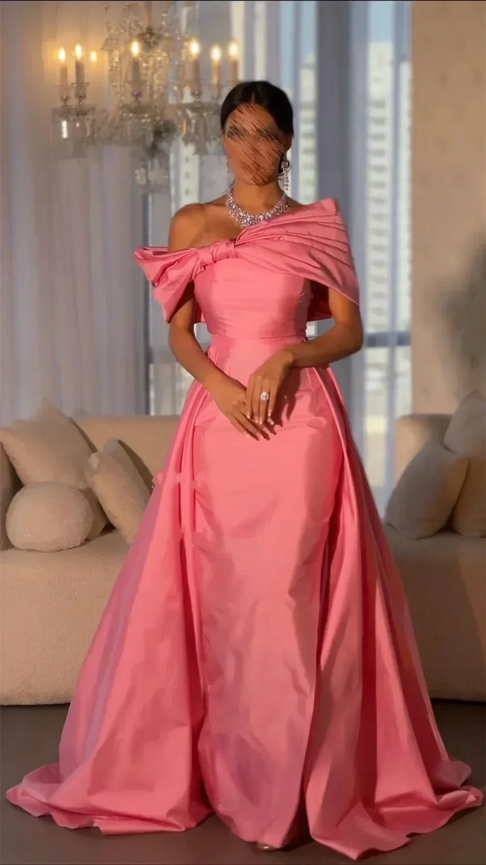 Elegancka, wysokiej jakości sukienka midi w kształcie litery A z dżerseju, z odkrytymi ramionami, suknie wieczorowe, wykwintne suknie na studniówkę, sukienki na przyjęcia dla kobiet, szyte na miarę.