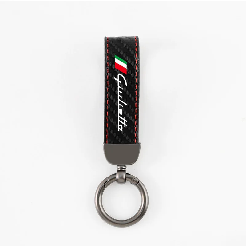 Car Key ring Carbon Fiber Leather Keychain Horseshoe Buckle Jewelry for Alfa Romeo Giulietta Styling Keychain Car Accessories