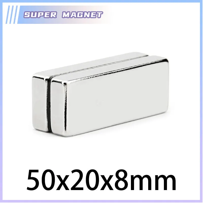 1/2/5PCS Strong Magnetic Sheet 50x20x8mm Rectangular Neodymium Magnets Rare Earth N35 Block Magnet 50*20*8mm Imanes De Neodimio