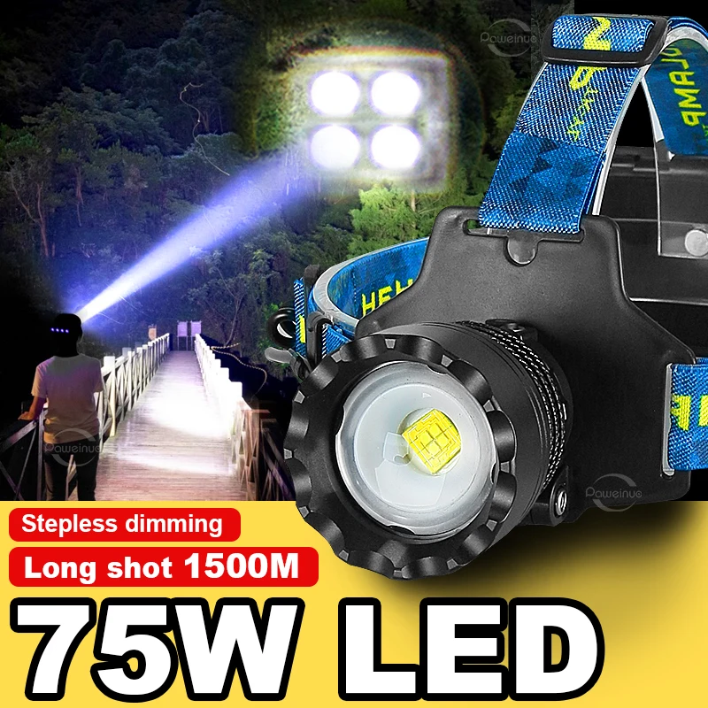 

Newest LED Headlights 3 Modes Highlight Type-C USB Fast Charging Brightness Headlamp Emergency Powerful Outdoor Camping Lighting