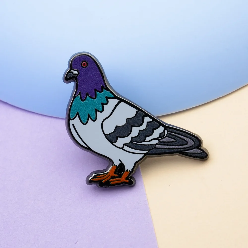 Pigeons Red Eyes Dove Enamel Pin Cute Bird Badge Cartoon Animal Brooch Novelty Fun Backpack Decoration Accessories
