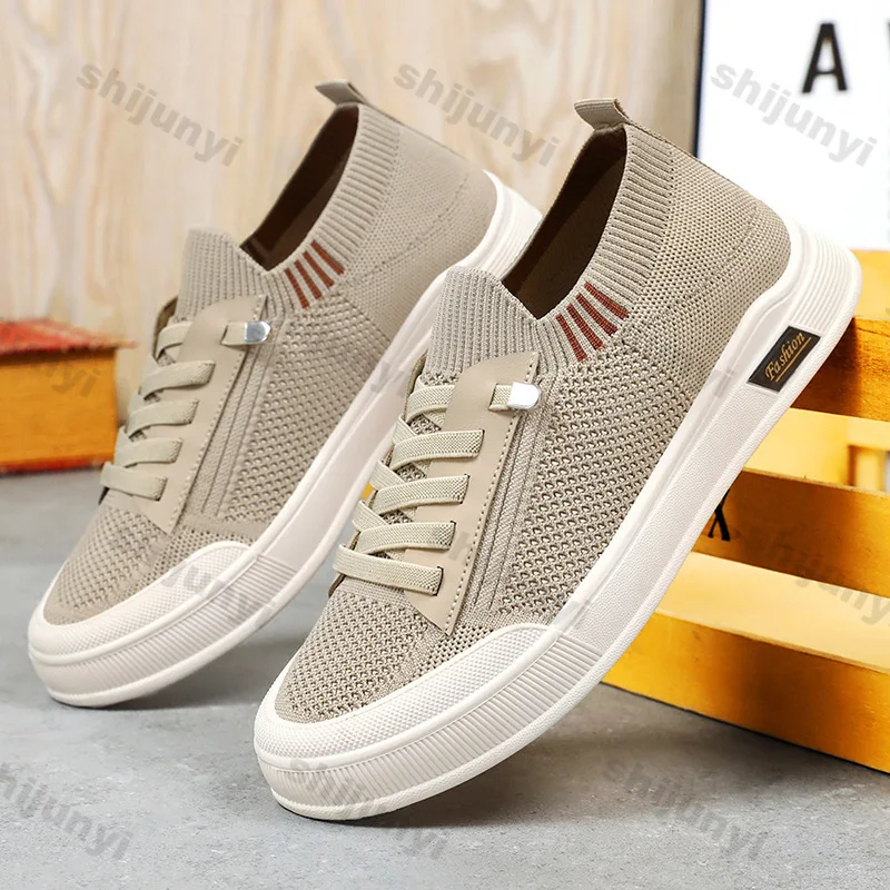 Men Shoes 2025 Spring Autumn New Fashion Breathable Mesh Non Slip Running Shoes Comfort Soft Sole Fly Weave Men's Casual Shoes