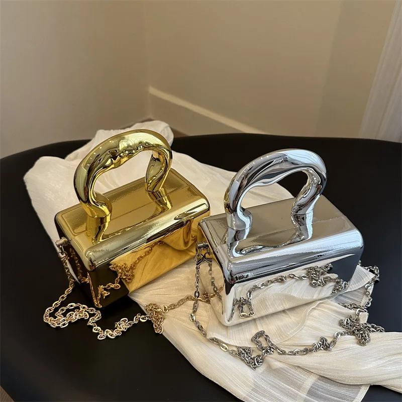 

Acrylic Box Bag Women Chain Shoulder Bag Fashion Party Banquet Female Top Handle Clutch Handbag Purse For Phone Keys Storage