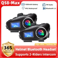 Q58 Max casco de motocicleta intercomunicador Bluetooth IP65 intercomunicador impermeable distancia 500 metros multiescena compartido de música mixta