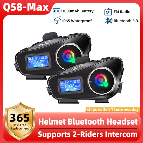 Q58 Max casco de motocicleta intercomunicador Bluetooth IP65 intercomunicador impermeable distancia 500 metros multiescena compartido de música mixta