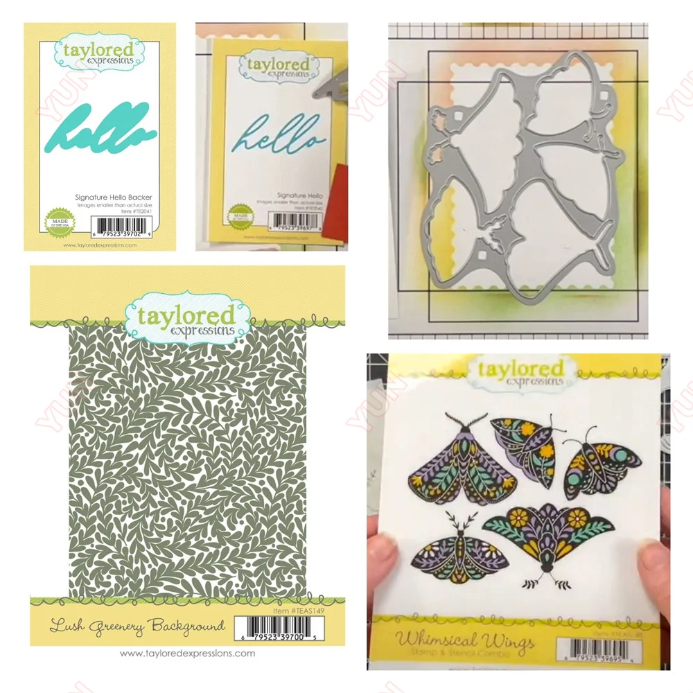 Signature Hello Backer Lush Greenery Background Butterfly Metal Cutting Dies Stamps Stencil DIY Scrapbook Crafts Decoration New