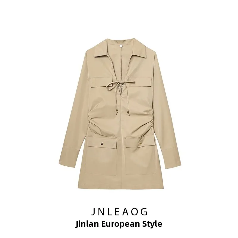 

Faionable Dr with ket Design Весенняя новая женская одежда Sle Повседневная однотонная миди-талия из полиэфирного волокна Длинная...