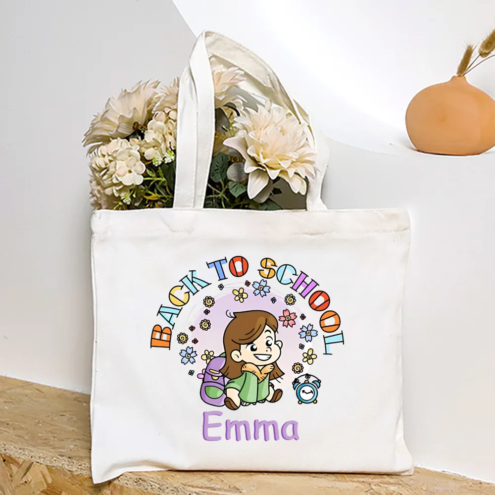 Custom Name Tote Bags Personalize Portable Handbag Back To School Letter Print Tote Bag Back To School Gifts for Teacher