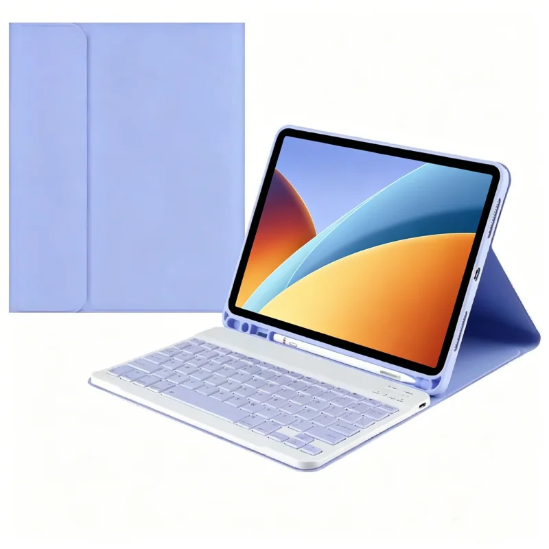 Funda con Teclado para Redmi Pad 2 9.7, Cubierta de Teclado de Silicona PU, Teclado Desmontable para Xiaomi Redmi Pad 2 9.7