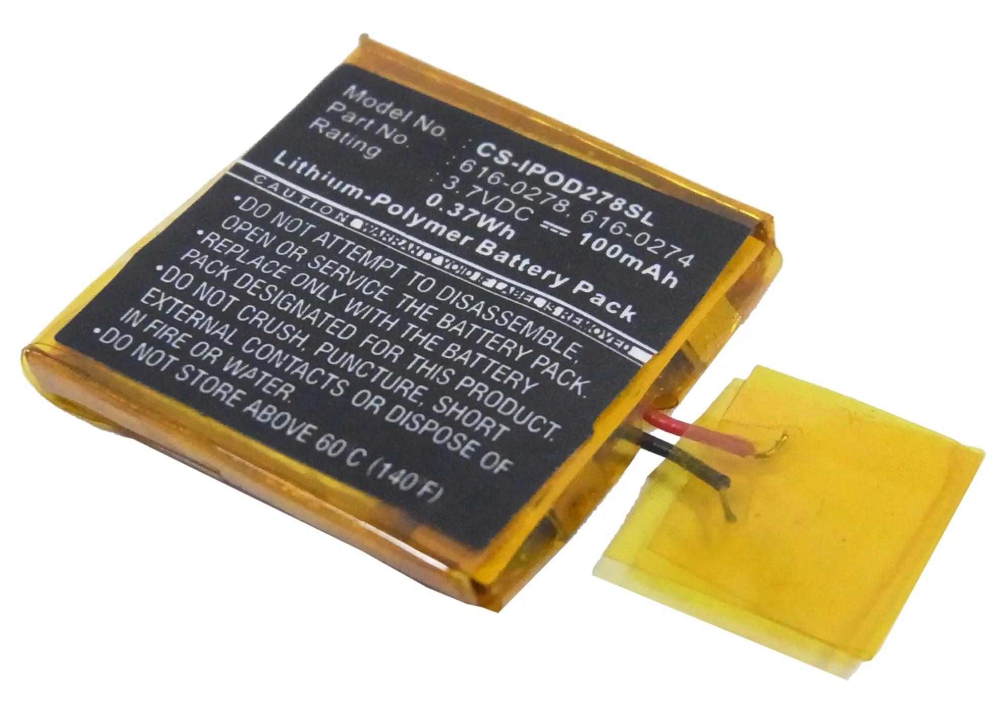 Cameron Sino 3,7 V 100mAh batería para reproductor multimedia 616-0278, 616-0274 para Apple iPOD Shuffle G2 1GB, iPOD Shuffle G3 + KIT de herramientas