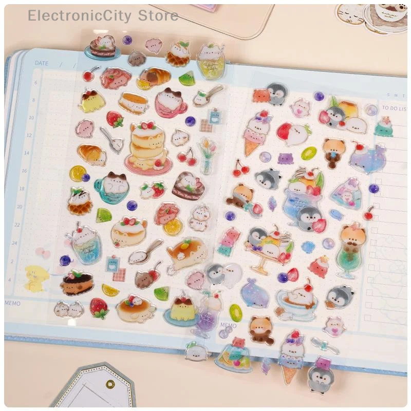 1/2 Sheets Scrapbooking DIY Color Animals Flash Decor Stickers Gift Journaling Cute Stationery Diary Decals Candy