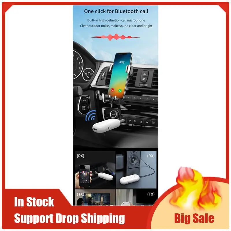 أفضل العروض سماعة لاسلكية تعمل بالبلوتوث 5.1 استقبال الارسال محول 3.5 مللي متر AUX ستيريو الارسال يدوي دعوة دعم TF بطاقة ل Ca