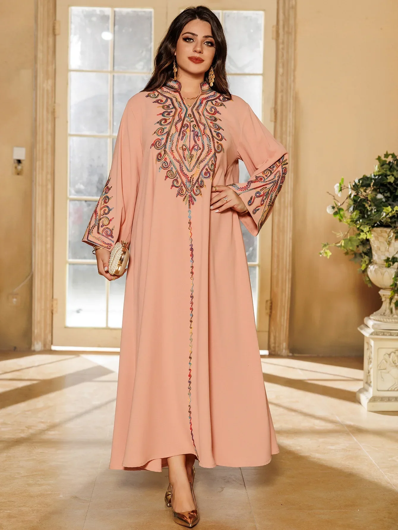 Eid Moslim Jurk voor Vrouwen Borduren Abaya Abaya Arabische Dubai Jalabiya Party Jurken Islam Kaftan Vestidos Largos Lange Gewaad 2024