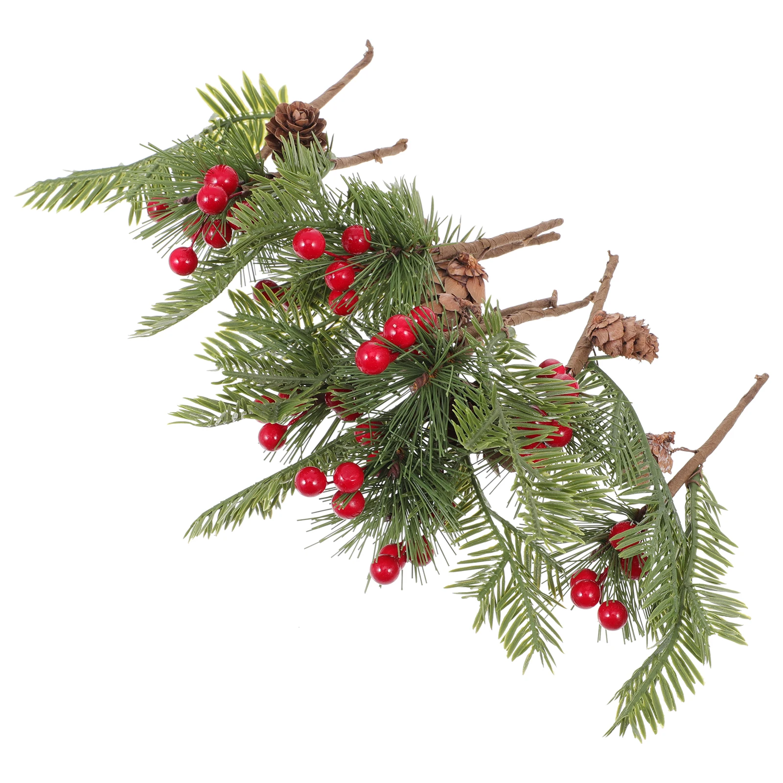 

10 Pcs Christmas Flower Arrangement Wreath Ornament Xmas Pine Needle Berry Decors Crafts Realistic and Garland Accessory Foam