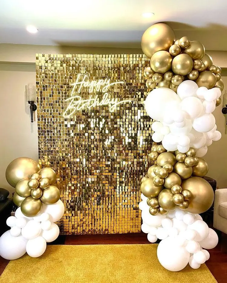 Shimmer Wall Backdrop Sequin Panels Gold Decoration Shimmer Panels(Pack of 12) Photo Backdrops for Birthday Valentines Anniversa