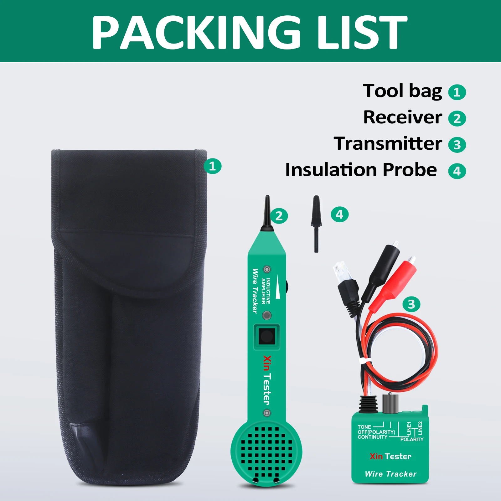 Xin Tester Tone Generator Probe Kit, Wire Toner Cable Tracer High Accuracy Network Cable Jack Testers Ethernet Circuit Trace