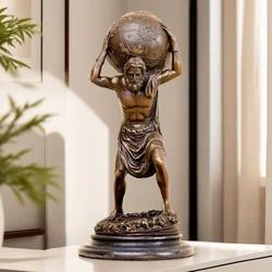 32cm Greek Titan Bronze Atlas Statue Atlas Carrying The World Bronze Statues and Sculptures For Home Decor Desktop Ornament Gift