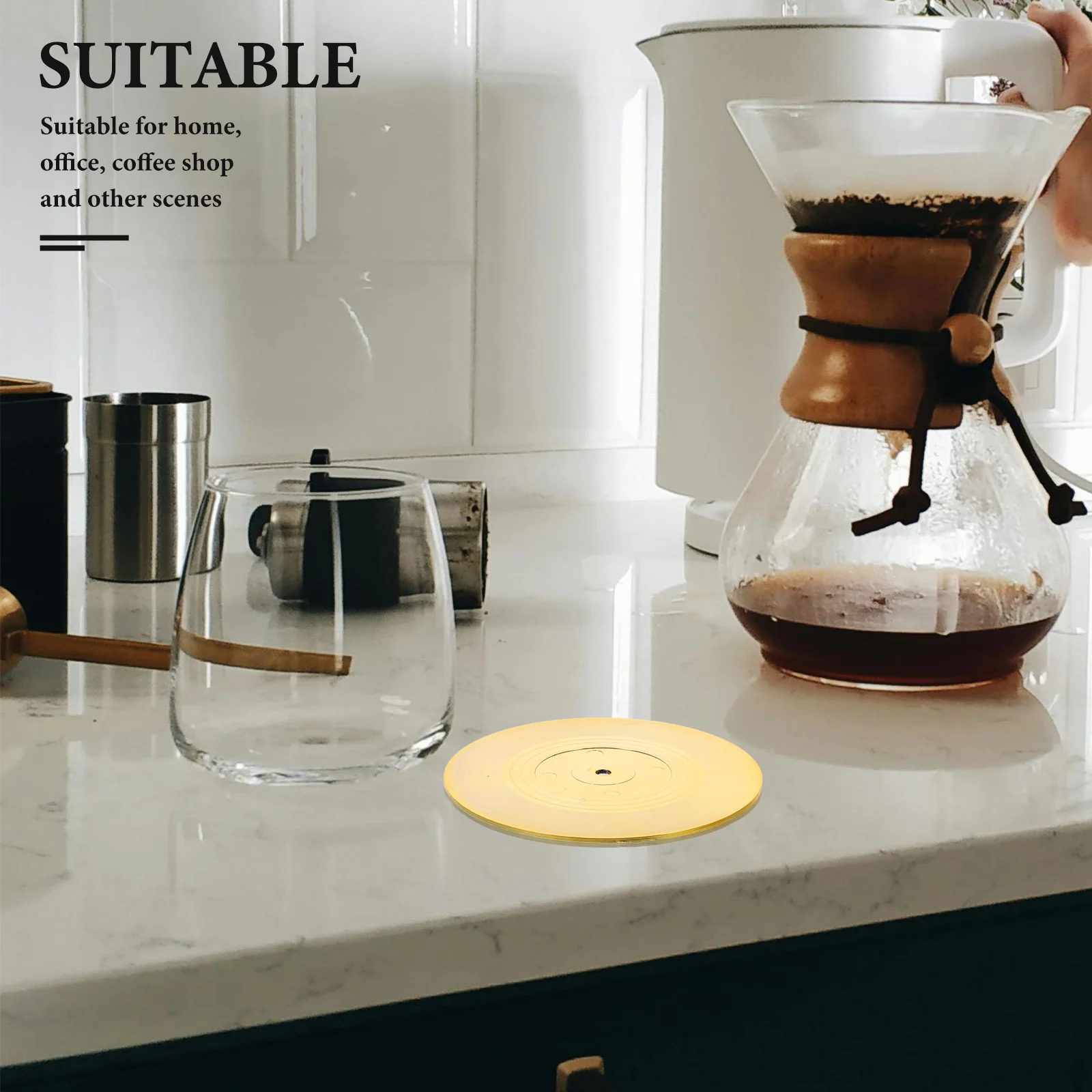 

2Pcs Vinyl Record Coasters Retro Cup Mats Non-Slip Drink Holders for Coffee Table Kitchen Decor Vinyl Disc Coasters