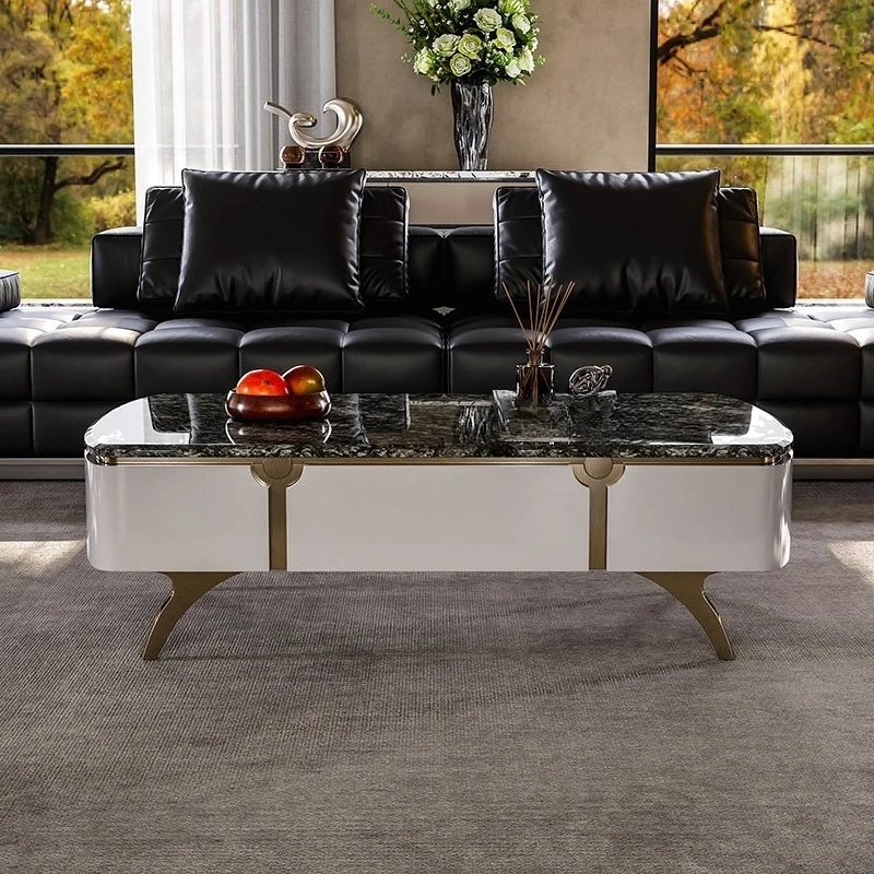 Mobile TV italiano di lusso leggero, combinazione di tavolini da caffè, armadietto in pietra naturale di lusso per la casa del soggiorno della villa, T in legno massello