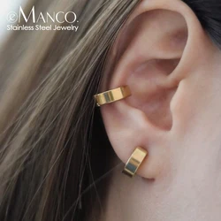 eManco Classic Stainless Steel Ear Buckle for Women Geometry Metal Gold Color Trend Fashion Earrings Punk Hip Hop Jewelry