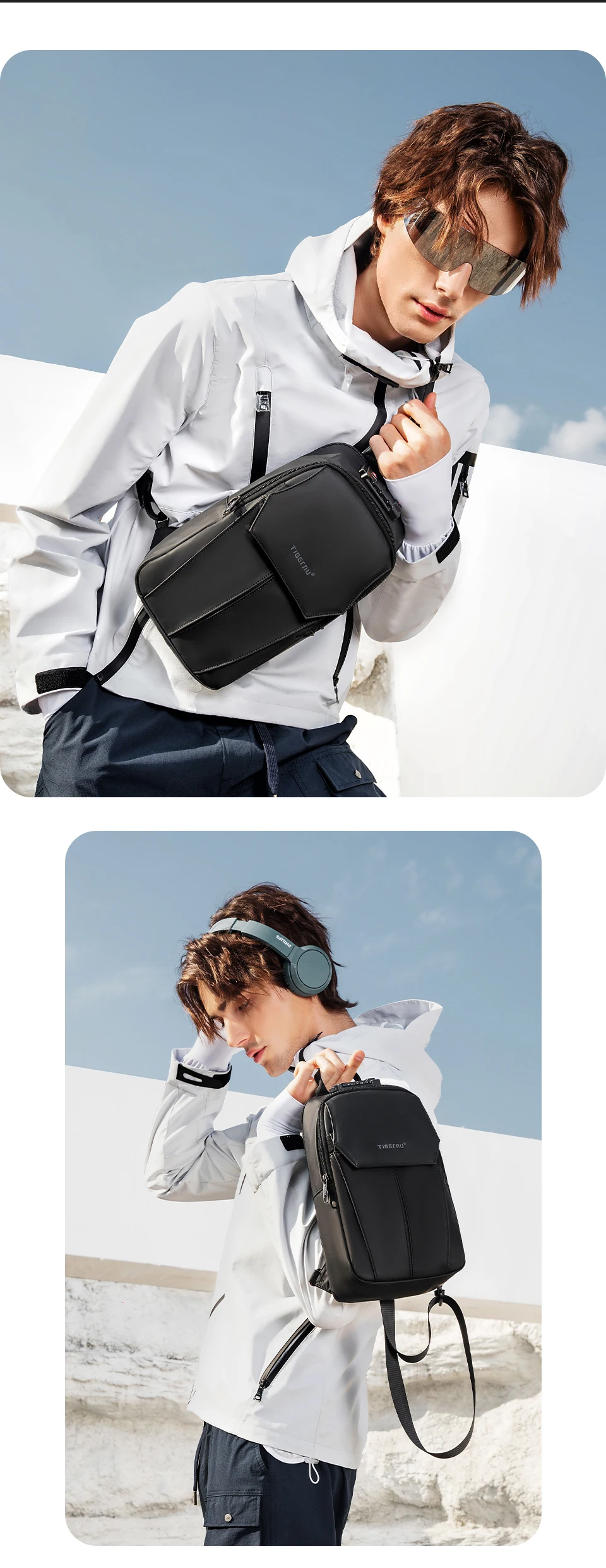 Tigernu Brusttasche für Herren, 9,7 Zoll, IPad-Tasche, koreanischer Stil, Umhängetasche, wasserdichte Umhängetasche, Anti-Diebstahl-Tasche für Herren, TSA – Detail 13