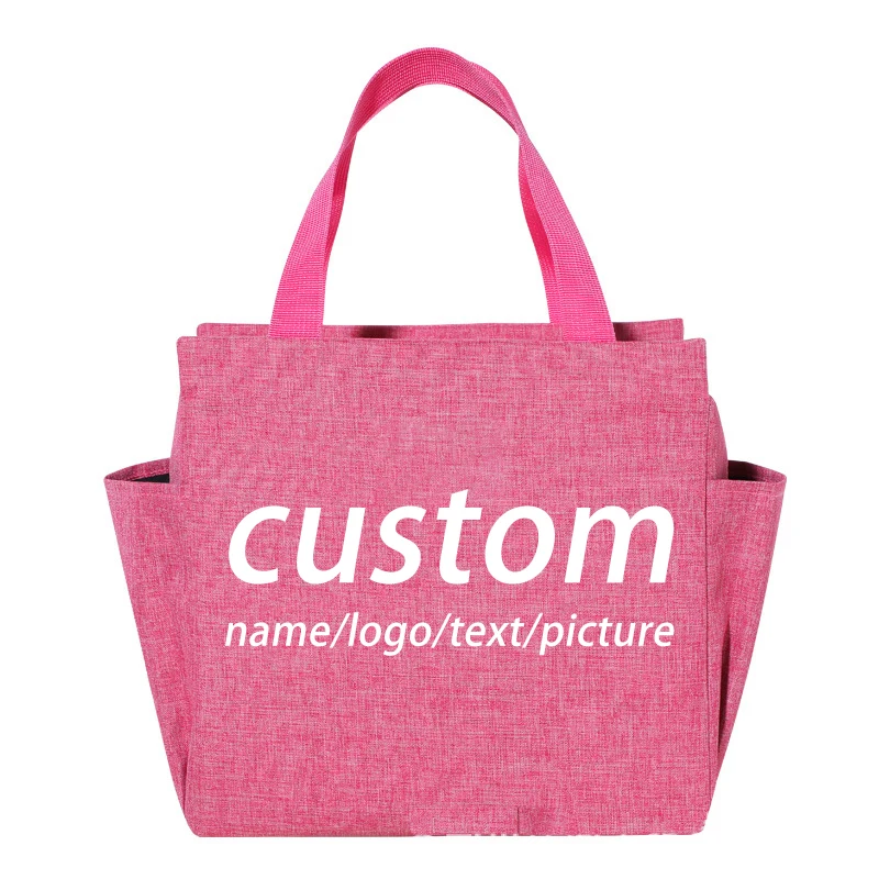 Customized Logo/ Name / Picture Insulated Bag Lunch Box Food Work School Food Storage Handbag Convenient Box Tote Food Bags