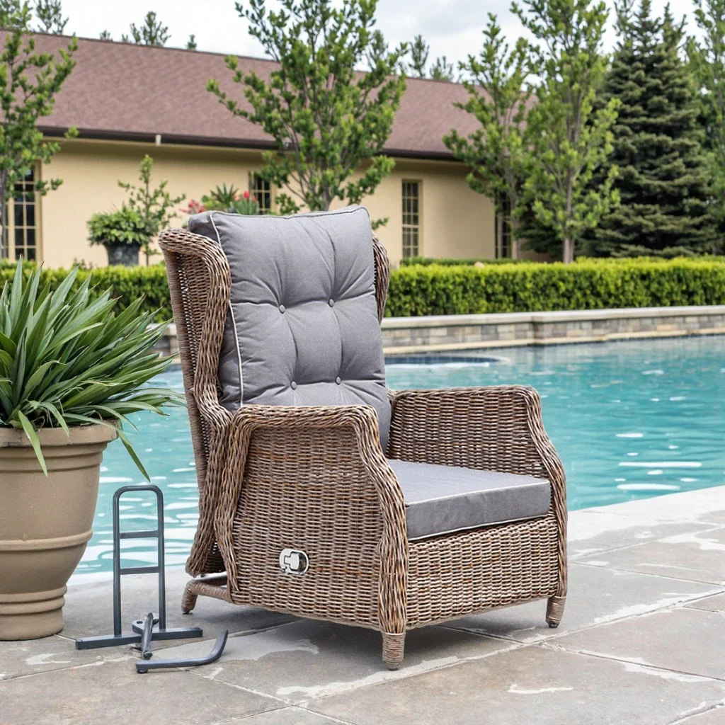 gw-Modern Design Automatic Adjustable Outdoor Aluminum Lounge Sofa Rattan Recliner Chair For Patio Living Room Relaxing Soft
