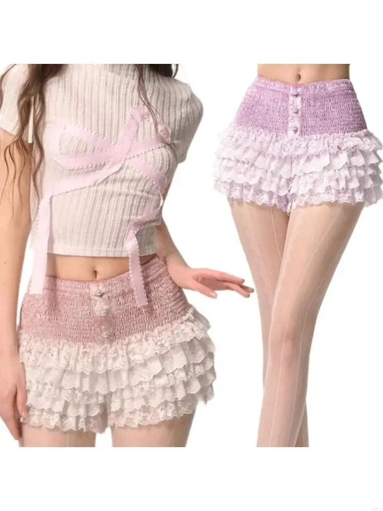 Stylish Lace Shorts Soft Polyester Fabric Streetwear For Women Seeking Comfort 