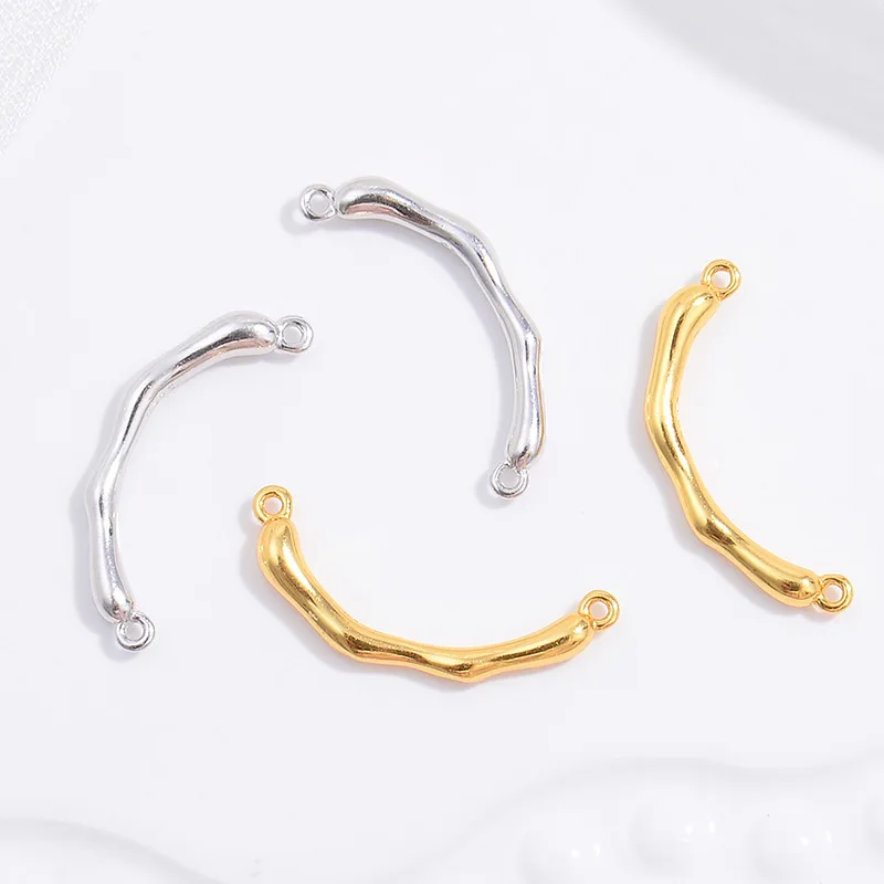 

S925 Sterling Silver Curved Tube Components Half-Circle Branch Ring with Double Pearl Pendants DIY Beading Craft Supplies