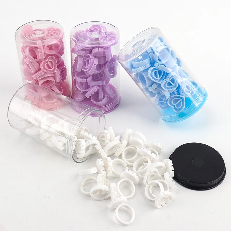 

30pcs Barrel Heart Shape False Eyelash Glue Ring Cup Eyelash Extension Tattoo Pigment Holder Container Disposable Makeup Tools