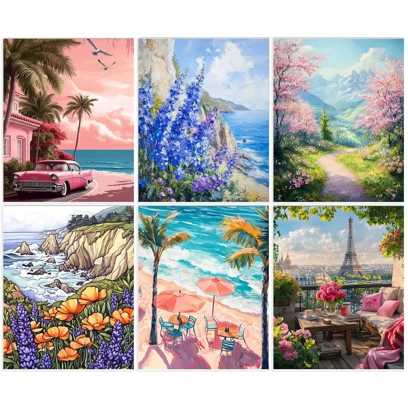 

GATYZTORY Coloring By Numbers Adults Crafts Sandy Beach Picture On Numbers Home Decors Gift Handmade On Canvas Diy Set