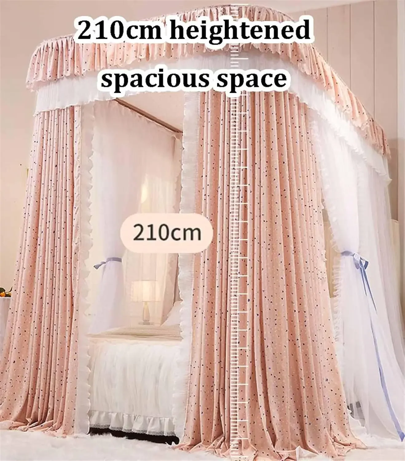 Bed Canopy Summer Mosquito Net 1.5m/5ft, U-Shaped Metal Rail Bed Canopy, Floor-to-Ceiling Bed Curtain for Girls Room Decoration view 4