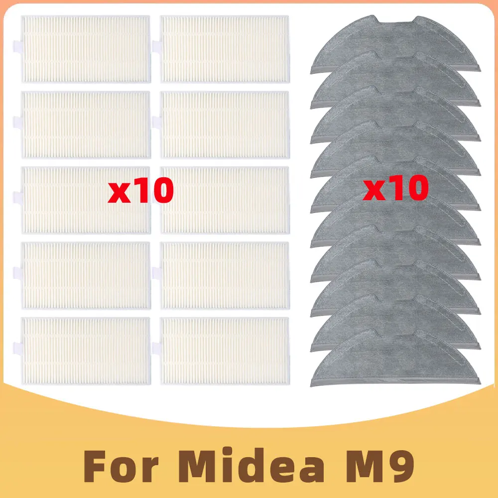 Compatible for Midea M9 Robot Vacuum Cleaner parts Main Side Brush Mop Rag HEPA Filter Replacements