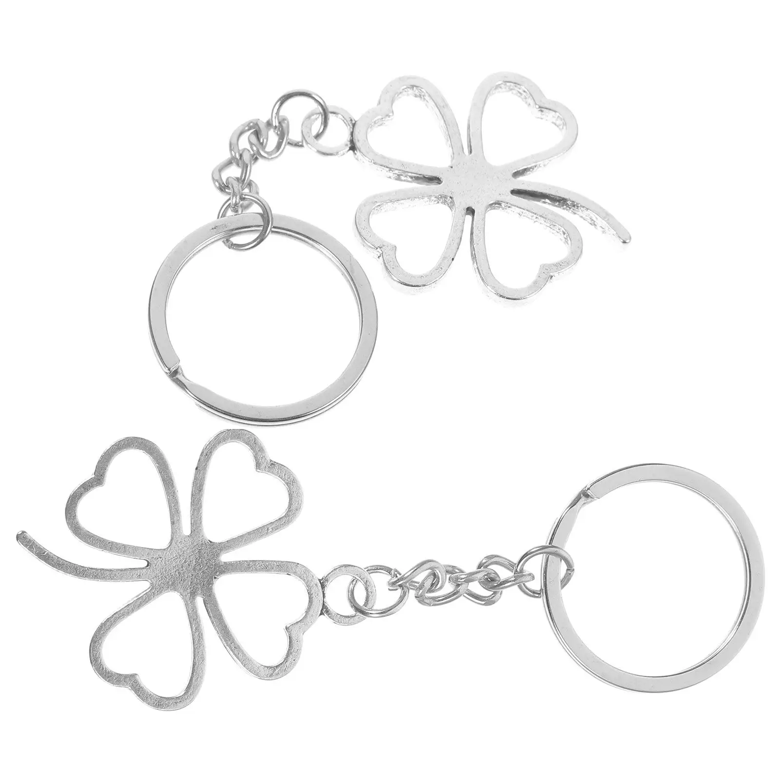 2Pcs Clover Keychain Shamrock Charm Pendant Delicate Bag Hanging Decor Key Ring Good Luck Gift