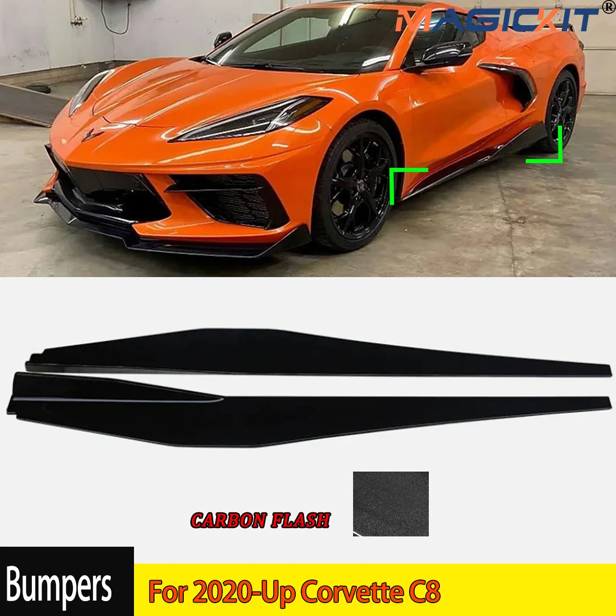 GM 5VM Style CARBON FLASH Side Skirts Rocker Panel Pair For 2020-Up Corvette C8