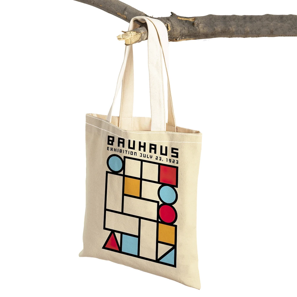 Modern Art Tote Bag Geometric Design Bauhaus Style Minimalist Fashion Eco Friendly Reusable Shopping Bag for Women Men Gift