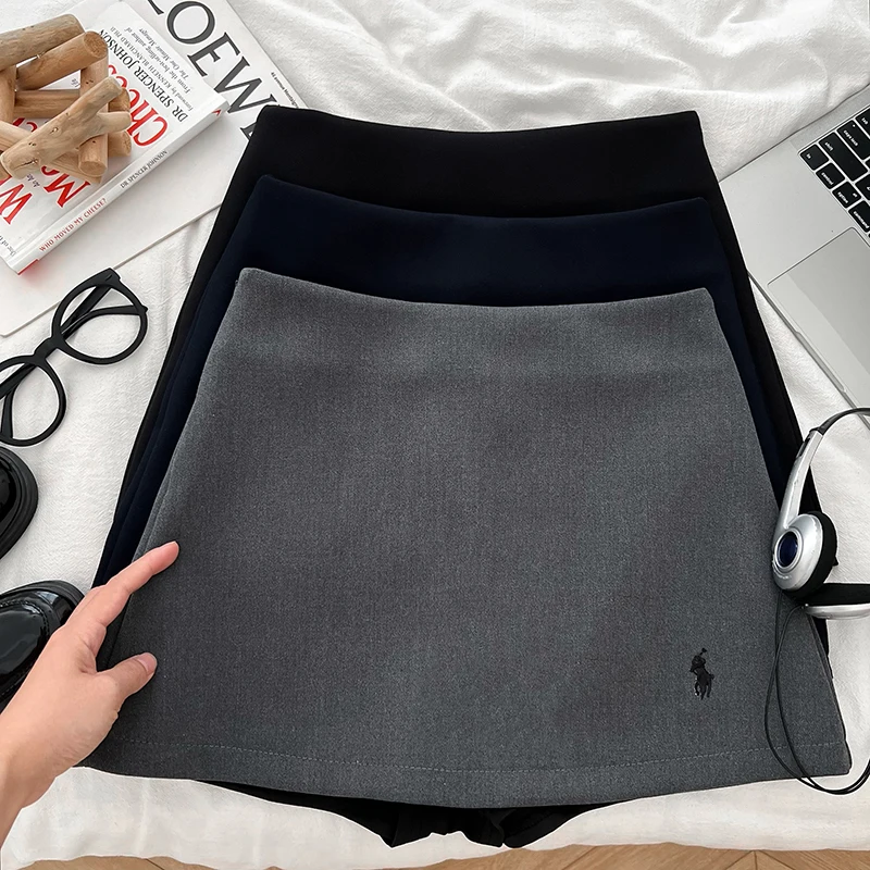 Mode Borduren Hoge Taille Mini Rok Vrouwen Kawaii Pak Anti-Slip A-lijn Pakket Hippe Rok Vrouwelijke Y2k slim Fit Faldas Nieuwe