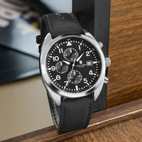 Reloj de negocios SAPPHERO para hombre, cómodo reloj resistente al agua con correa de cuero y cronógrafo con manecillas iluminadas para hombre