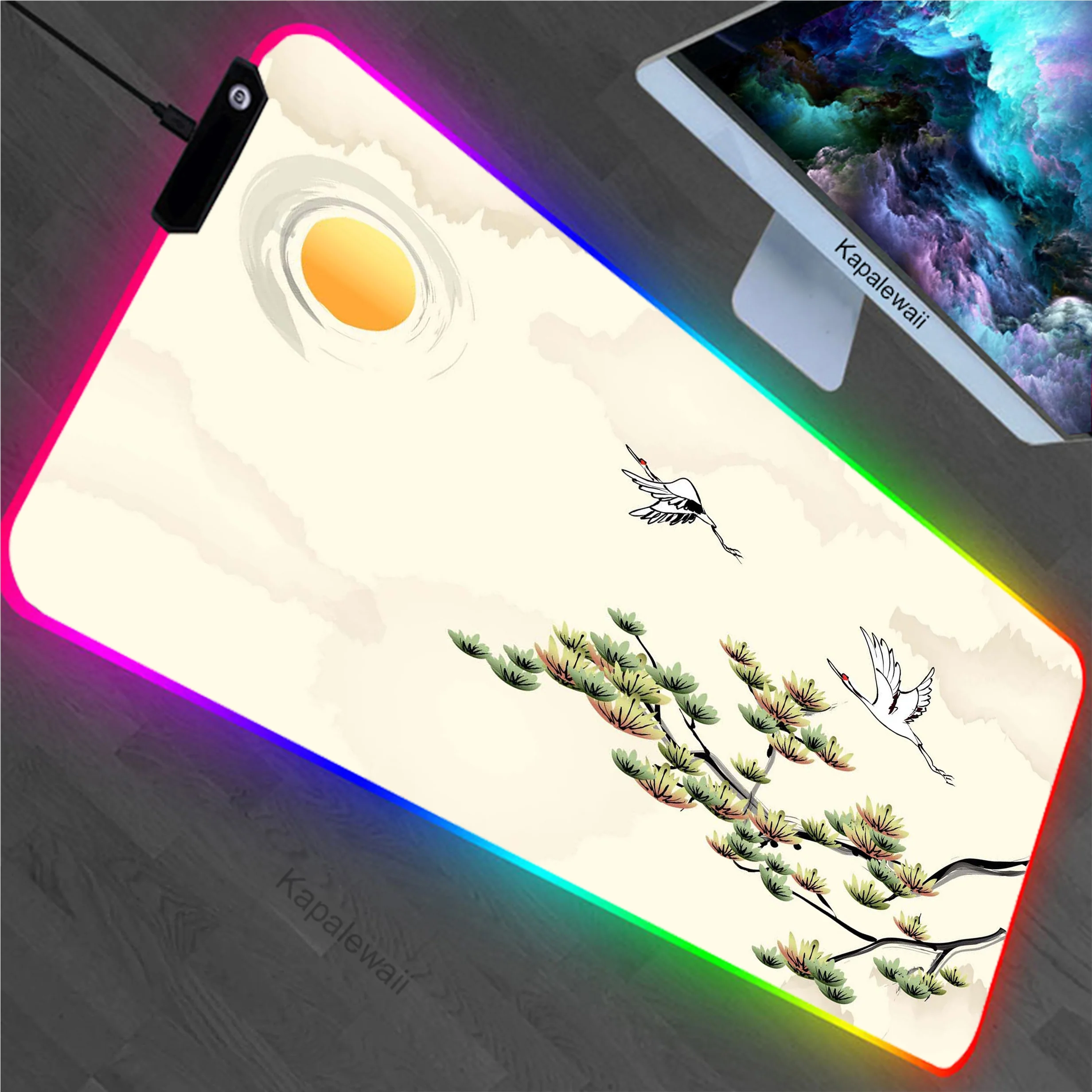 

Mountain Serenity Japan Art RGB Mouse Pad LED Gaming Mousemat Large Desk Mat Pc Gamer Accessoires Mousepad Speed Keyboard Pads